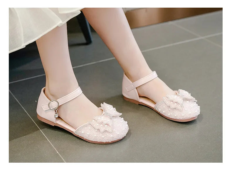 Girls Summer Sandals Soft Bottom Anti-Slip Butterfly Knot Princess Shoes Children's Footwear Comfortable Lightweight Slippers