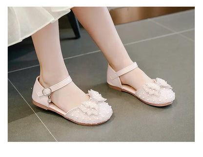 Girls Summer Sandals Soft Bottom Anti-Slip Butterfly Knot Princess Shoes Children's Footwear Comfortable Lightweight Slippers