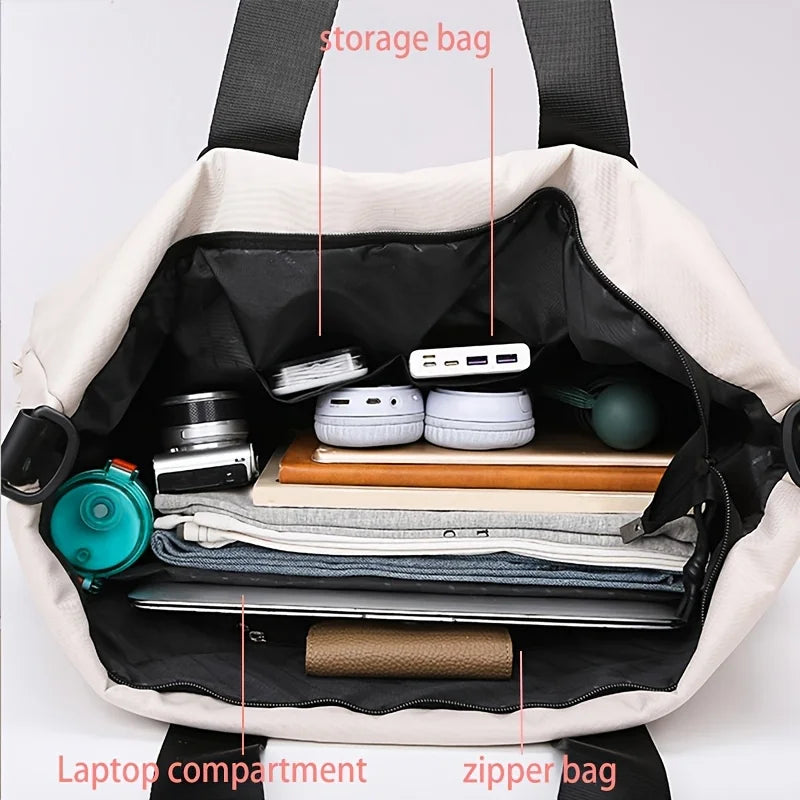 Large capacity travel handbag, lightweight luggage that can be carried around, shoulder strap fitness bag