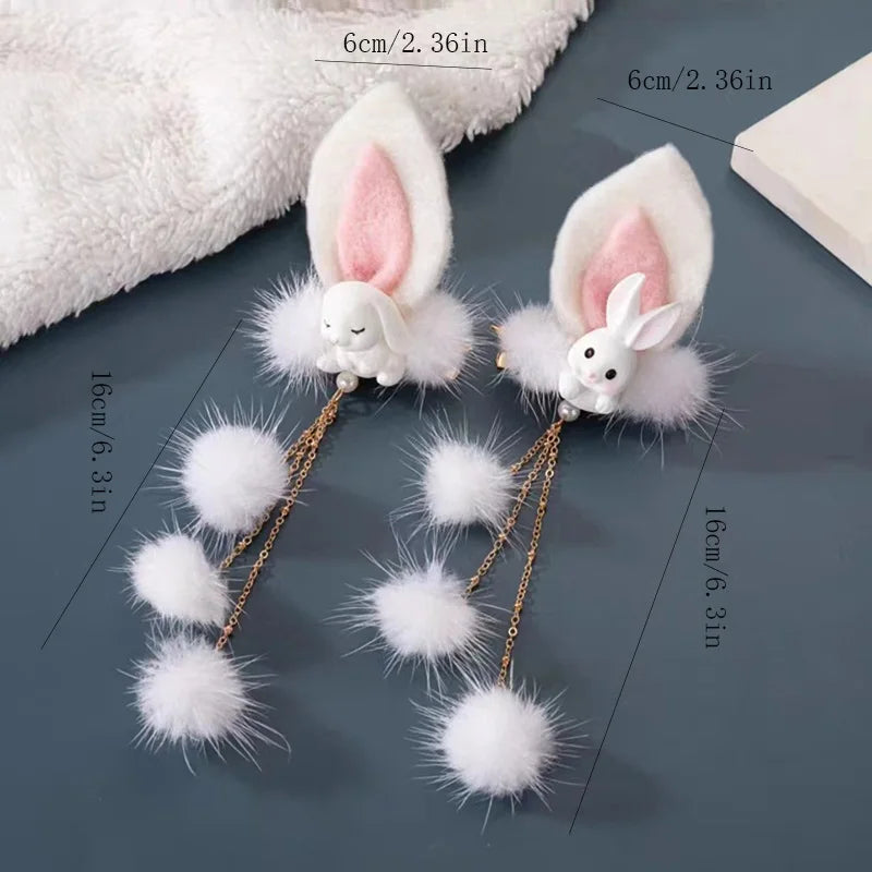 Children's Hairball Little Rabbit Hair Clip Hanfu Headwear Ancient Style Costume Hairball Pair Clip