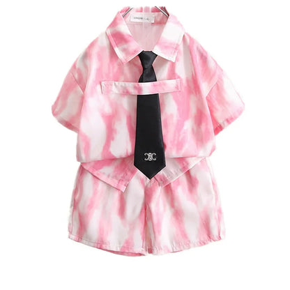 Summer Boys Clothes Suit Fashion Children's Shirt+Shorts 2Pcs/Set Toddler Wedding Party Suit Kids Vacation Outfit 2-11 Years