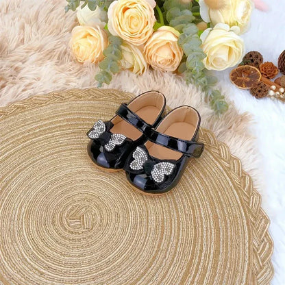 Spring and Autumn Bow Mary Jane Princess Shoes  Baby Girl Rubber Bottom Anti slip Sneaker