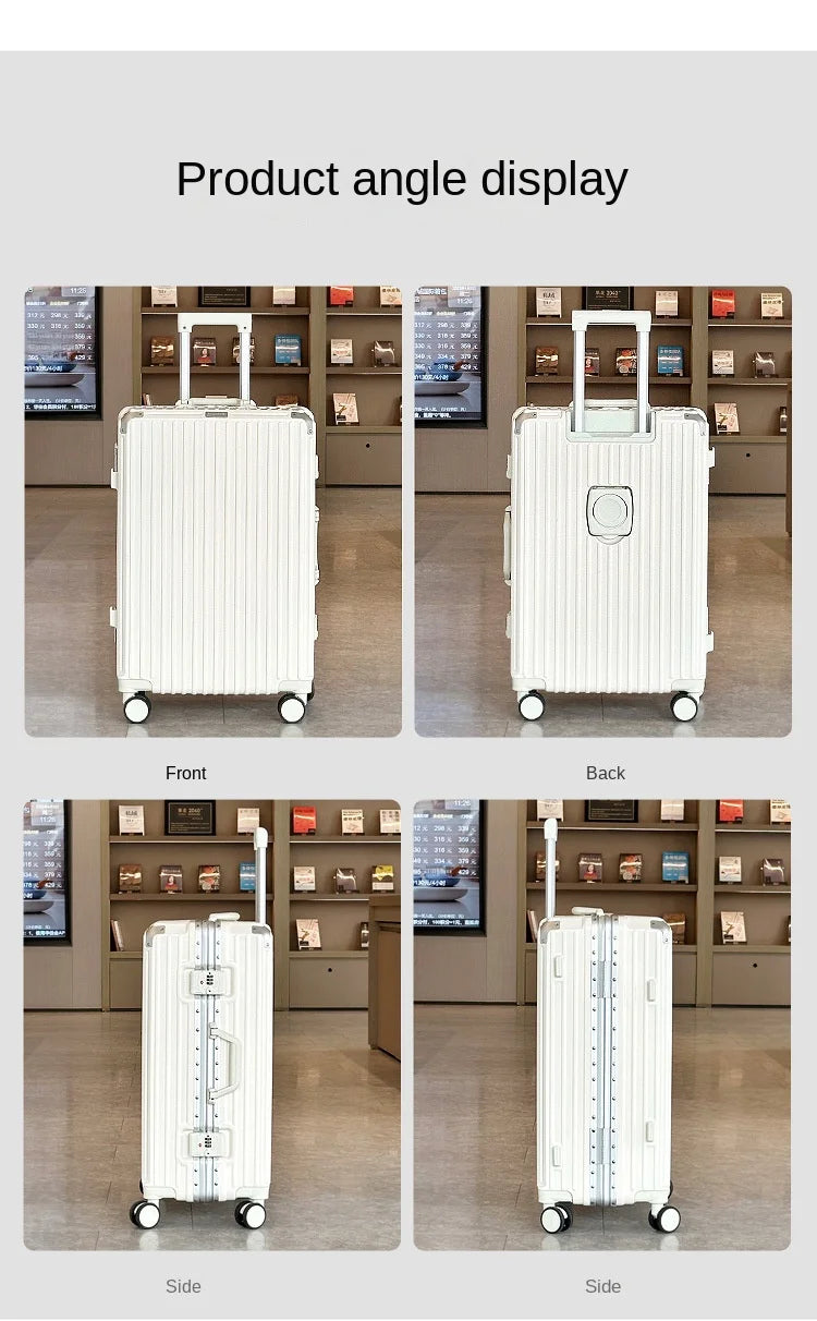 Large Capacity 28 inch Aluminum Frame Suitcase Durable Trolley Case with Universal Wheels, 24 Business Travel Suitcase