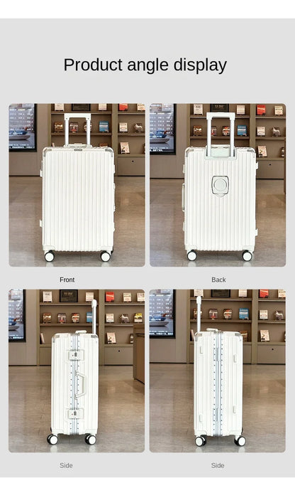 Large Capacity 28 inch Aluminum Frame Suitcase Durable Trolley Case with Universal Wheels, 24 Business Travel Suitcase