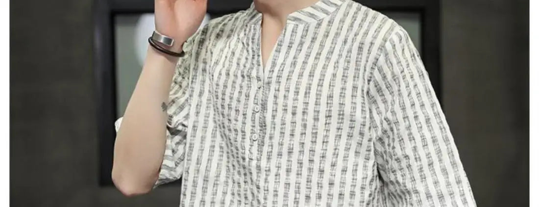 Men's Light Blue Denim Shirt Oversized Short Sleeve Button-Down Casual Top(Available)