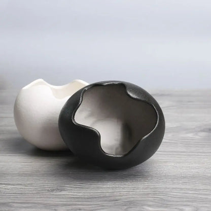 Creative Ceramic Flowerpot Broken Eggshells Shapes Decorative Succulent Plant Container Bonsai Pot Office