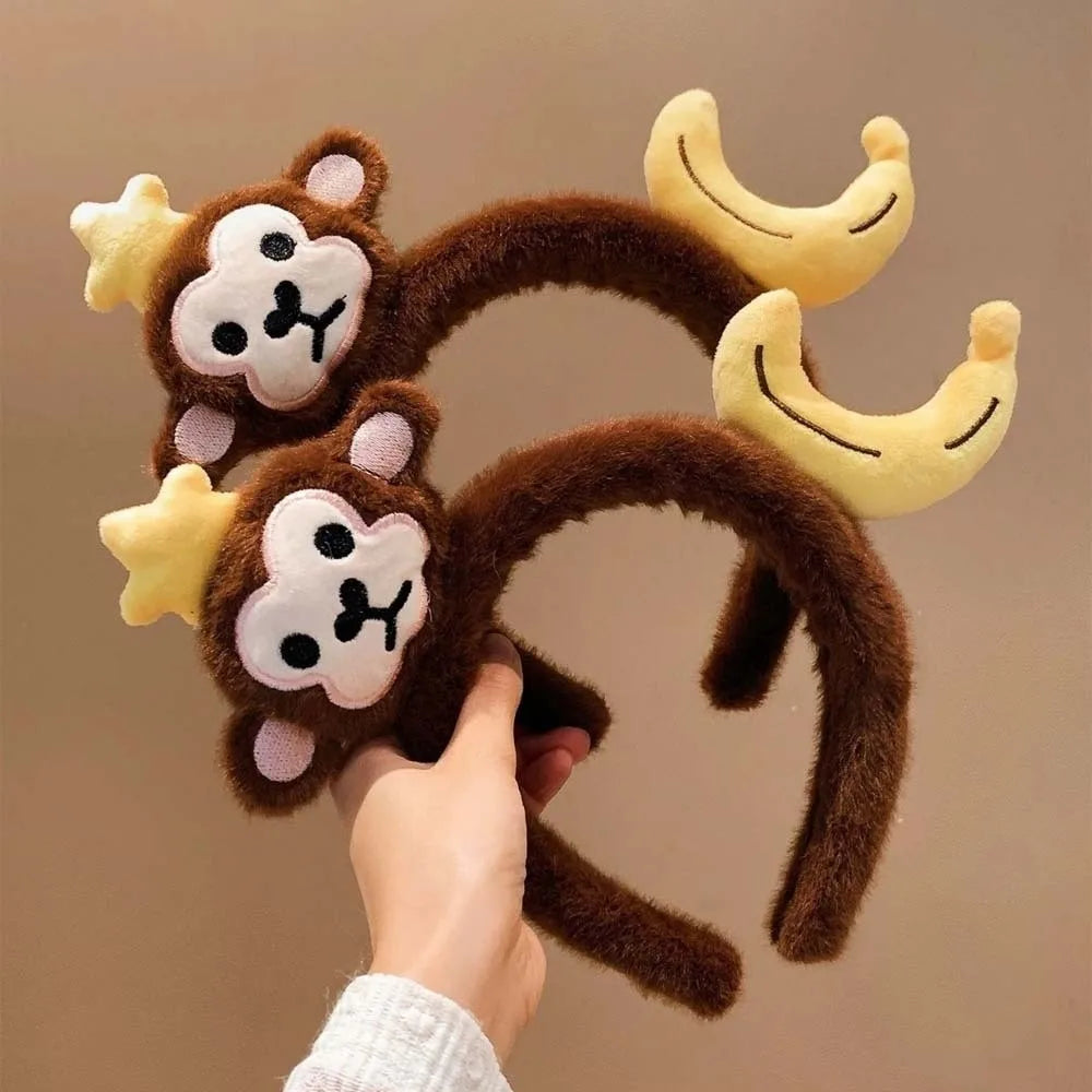 Sweet Hair Accessories Dachshund Hair Hoop Plaid Bow New Year Headwear Red Headband Moon Creative Cartoon Monkey Hairband Girls