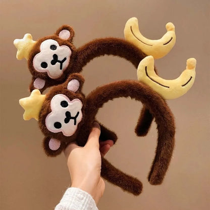 Sweet Hair Accessories Dachshund Hair Hoop Plaid Bow New Year Headwear Red Headband Moon Creative Cartoon Monkey Hairband Girls