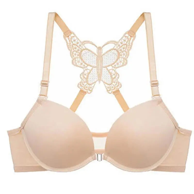 Underwear Women Bra Front Buckle Backless Butterfly Decoration Sexy Push Up Bras Adjustable Straps Bralette Lingerie Suit