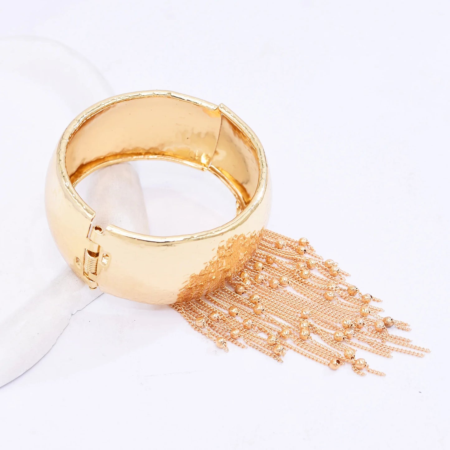 Trendy Simple Bead Chain Tassel Bracelet for Women New Hip Hop Rock Exaggerated Festival Party Wide Bracelet Jewelry Accessories