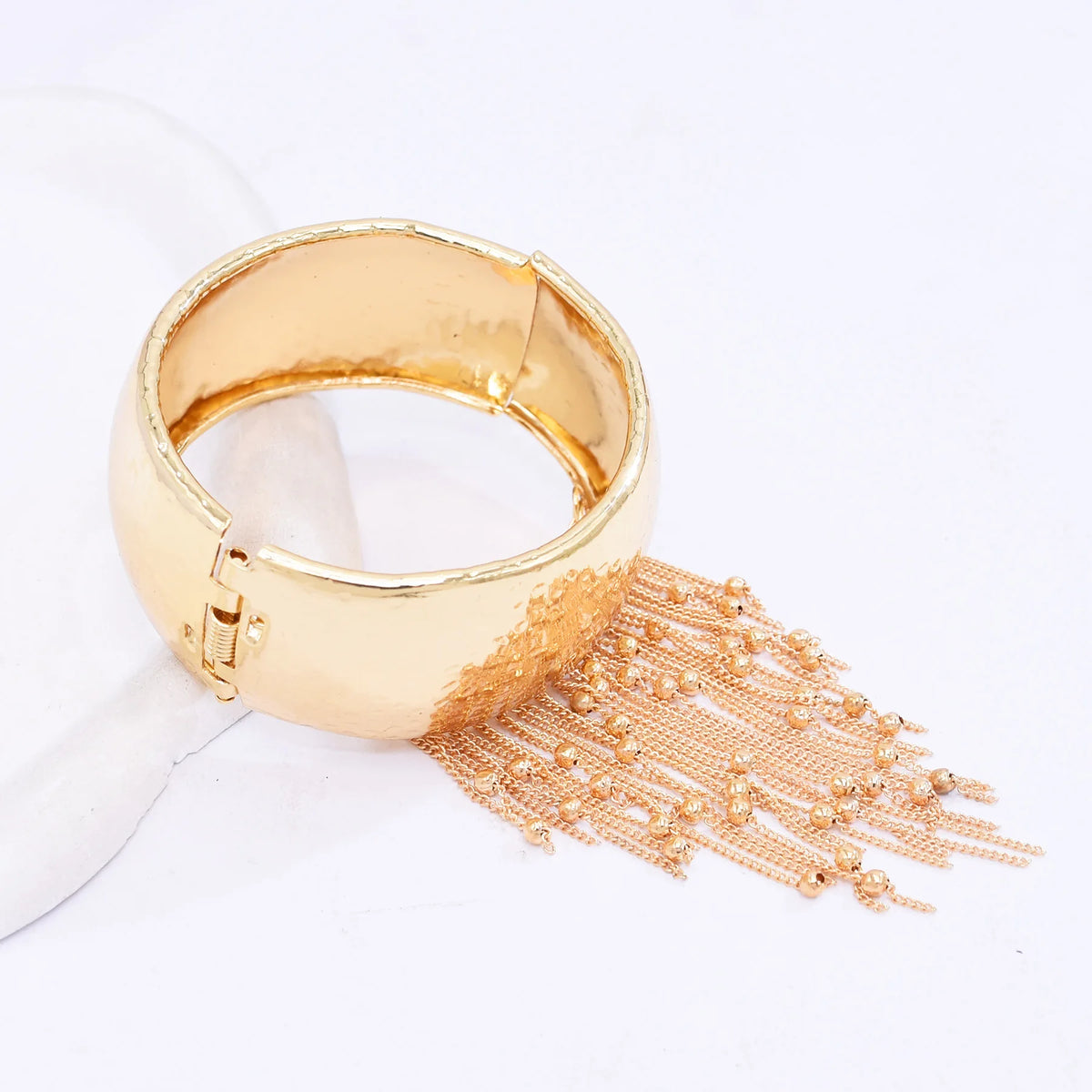 Trendy Simple Bead Chain Tassel Bracelet for Women New Hip Hop Rock Exaggerated Festival Party Wide Bracelet Jewelry Accessories