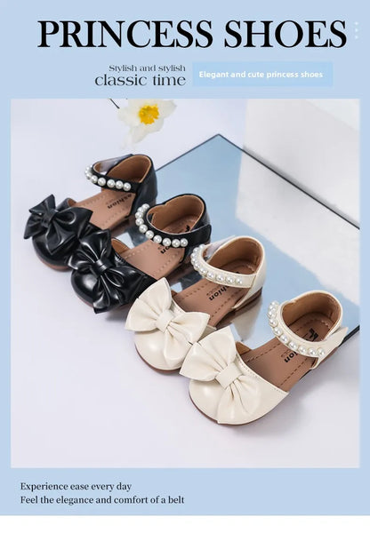 Girls' Sandals and Children's Princess Shoes 2026 Spring New Arrival for Girls Student Rhinestone Bow Performance Shoes