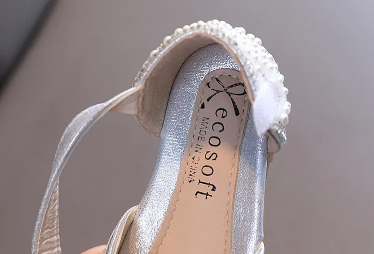 Summer Girls Flat Princess Sandals Fashion Sequins Bow Rhinestone Baby Shoes Kids Shoes For Party Wedding Party Sandals E618