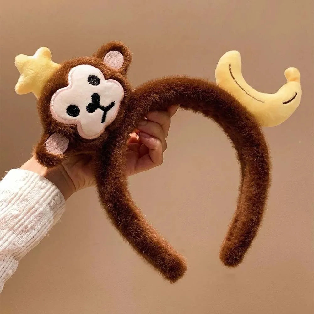 Sweet Hair Accessories Dachshund Hair Hoop Plaid Bow New Year Headwear Red Headband Moon Creative Cartoon Monkey Hairband Girls