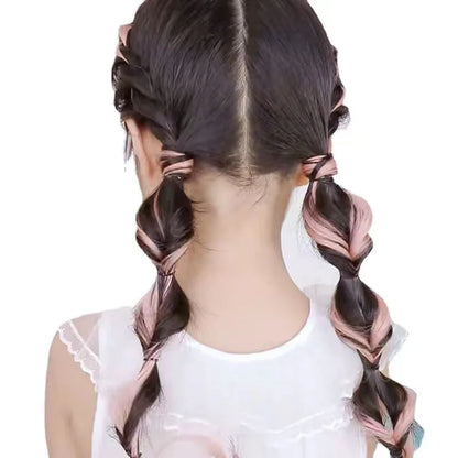 Sweet Kids Girl Wigs Hair Clip Cute Cool Candy Color Braid Wigs Hair Pin Hanging Ears Hair Dyeing Wig Headwear