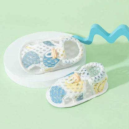 Baby Summer Sandals Soft Soled Cotton Fabric Newborn First Walkers Hollow Breathable Infant Non Slip Shoes Kids Footwear