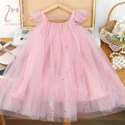 Sweet Baby Girl Birthday Party Evening Dress Children Summer Sleeveless Fairy Princess Gauze Dresses Fashion Toddler Kid Costume