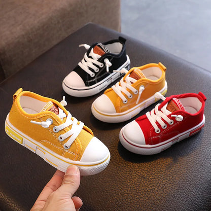 2025 New Children's Canvas Shoes Fashion Baby Board Shoes Girls' Breathable Single Shoes Boys' Casual Shoes   (Available)