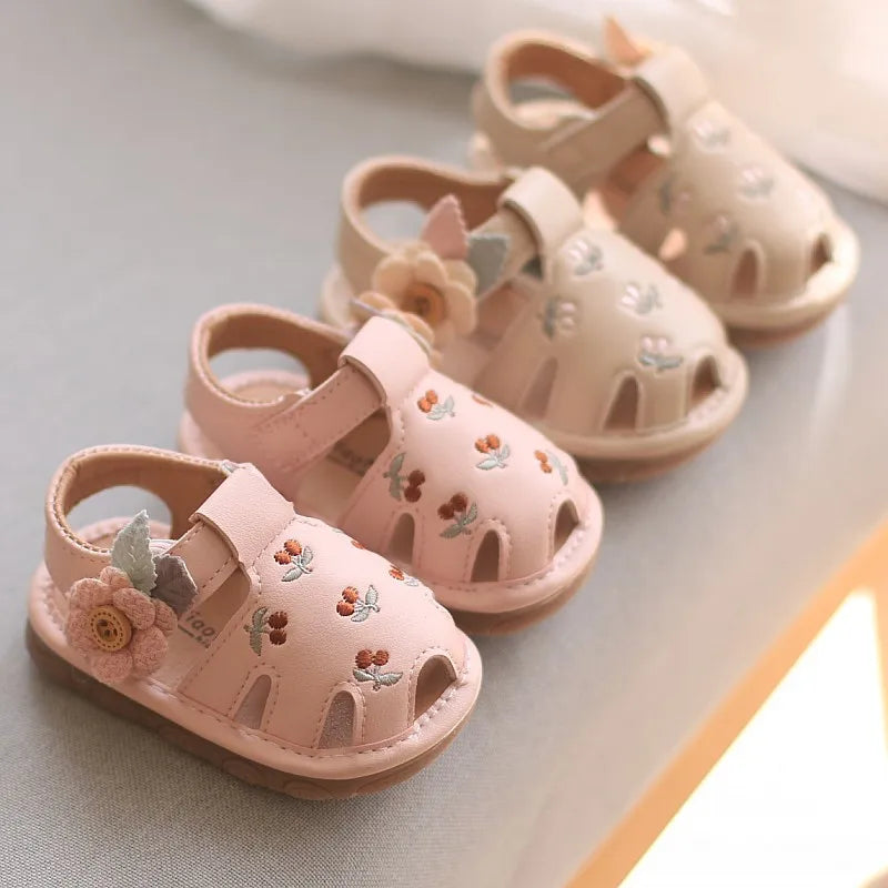 Baby Boys Girls Sandals Summer Baby Wedding Dress Flat Shoes Newborn Crib Shoes First Walkers Prewalkers Shoes