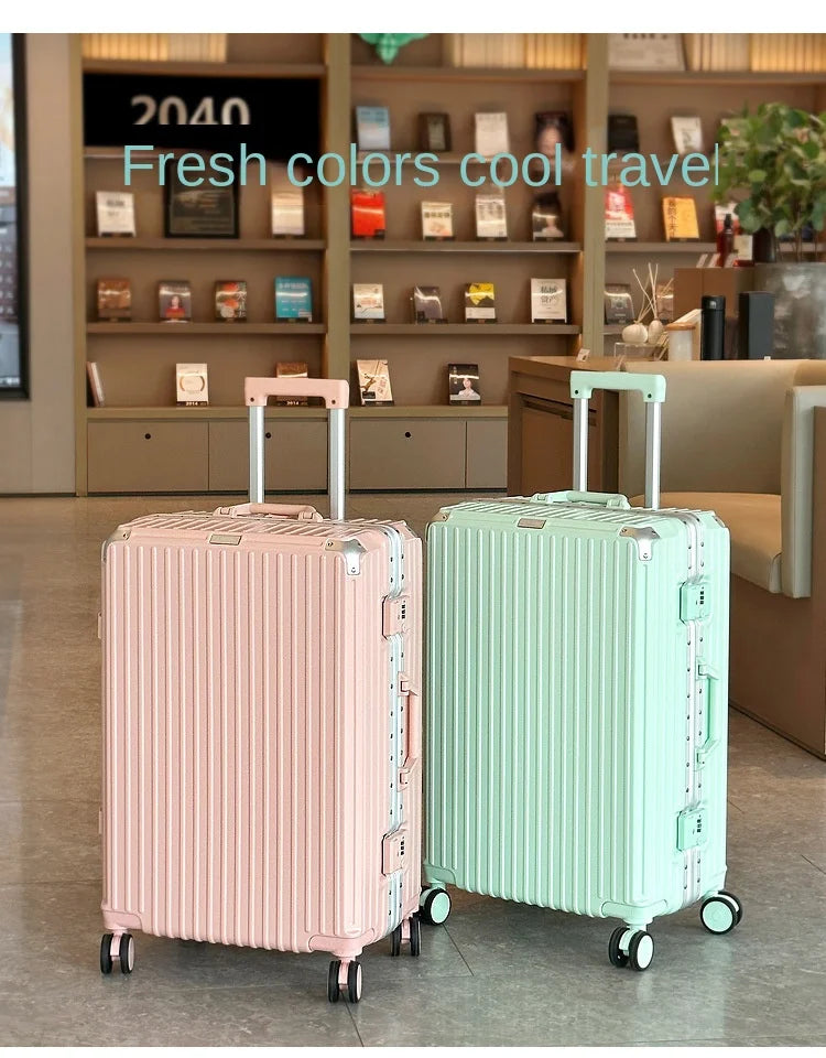 Large Capacity 28 inch Aluminum Frame Suitcase Durable Trolley Case with Universal Wheels, 24 Business Travel Suitcase