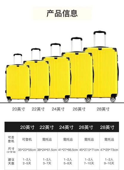 Luggage Suitcase 20-26 Inch Large Capacity Simple Fashionable Travel Handheld Durability Wear-resistant with Wheels Suitcase