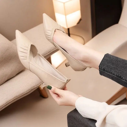 Women's Shoes Formal Black Ladies Pumps with Medium Heels Pointed Toe Luxury Brand Elegant Dress Popular Stylish Lastest Y2k A L