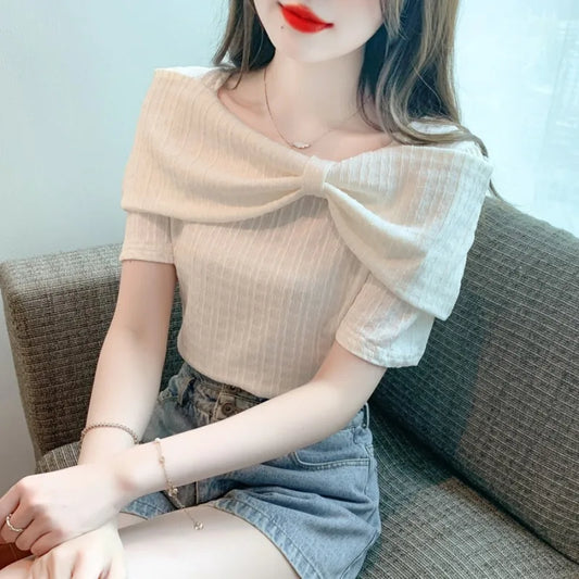 Short Sleeve Shirts Womens Mesh Pleated Pintucked Loose Tunic Casual Club Fairycore Trendy Urban Student Artistic Youthful