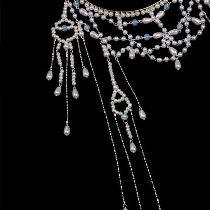 Handmade Imitation Pearls Bridal Hair Chain Elegant Wedding Headpiece Comfortable Headbands For Bride