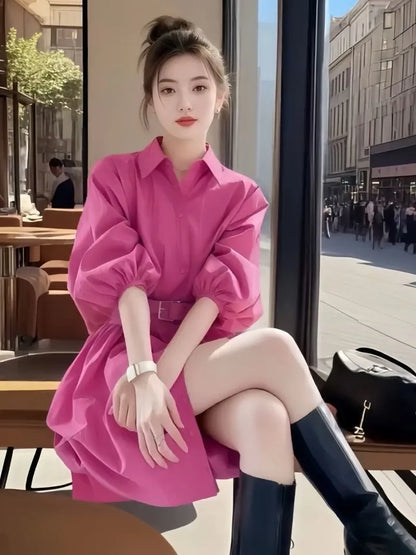 New Spring Summer Women's Dress Clothes Fashion Elegant Temperament Waist Causal All-Match Pullover Dress Ladies Vestidos