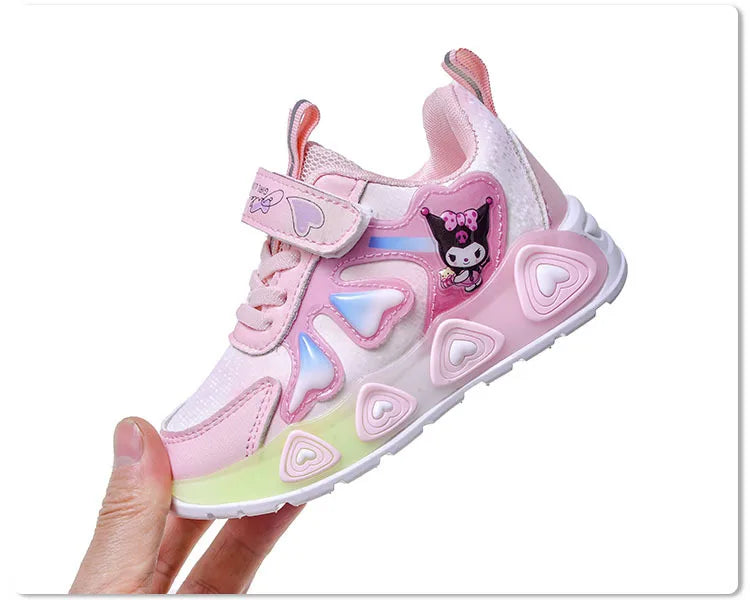 Tenis Children Led Shoe Girls Lighted Sneakers Glowing Shoe for Kids Soft Soled Breathable Casual Toddler Ctue Kuromi Baby Shoes