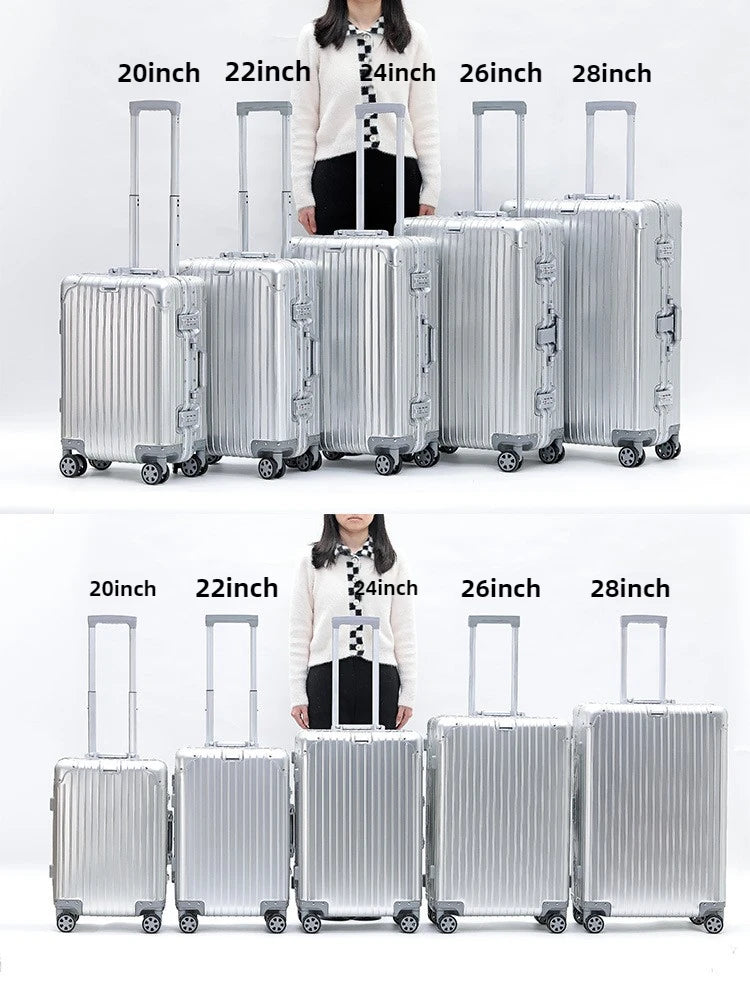 Magnesium Aluminum Alloy Luggage Set, 20" Carry-On & 28" Travel Suitcase with TSA Lock, Lightweight Durable