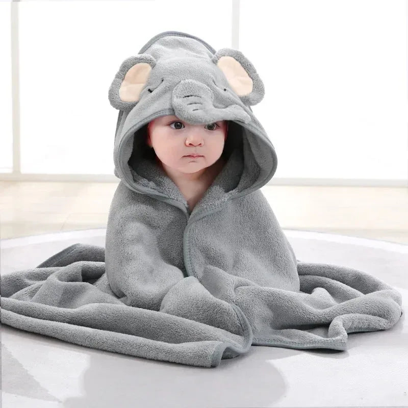 -Cartoon Animal Baby Hooded Bath Towels Toddler Bathrobe Warm Sleeping Swaddle Wrap for Boys Girls Newborn Soft Towel Blanket