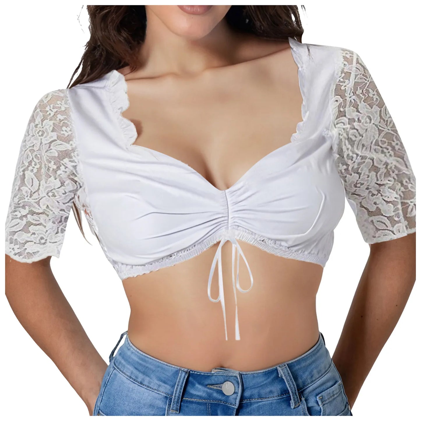 Summer Tank Tops For Oktoberfest Blouse Black Lace Elegant Sexy Lingerie Costume Corset Crop Tops For Women Plus Size Tank Top