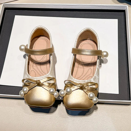 Fashion Girls' Shoes  Spring New Kids Leather Shoe Simple Versatile Girls Princess Shoes Anti Slip Child Flat Casual Shoe