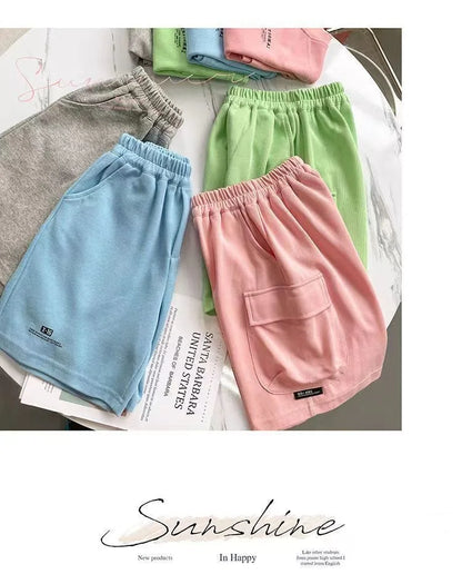 Summer Casual Boys Cotton Loose Alphabet T-shirt Tops+Short Pants Set School Kids Tracksuit Children 2-Piece Outfit Suit 2-14Yrs