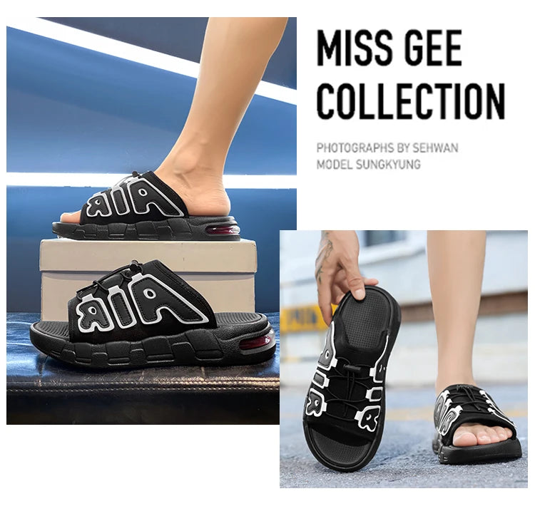 Fashion Luxury Men Slides Designer Platform Men's Cushion Slippers High quality Brand Slides For Man Beach Outdoor Sandals Men