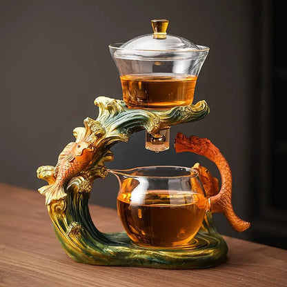 Lazy Glass Automatic Tea Set Business Gift High Borosilicate Dragon Kung Fu Teaware Sets