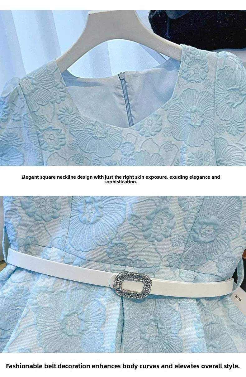Faionable Summer ort Sve Waist-Cinching Dr Ele Ladylike Slimming Small Stature High-End Feel Commute Sle A-Li...