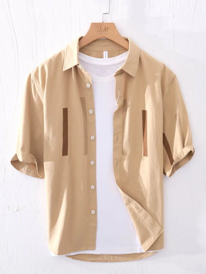 Comfortable Casual Loose Men's ort Sve irt Breathable Polyester Fiber Summer Faionable Japanese Sle Striped irt(Available)