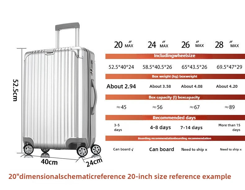 Magnesium Aluminum Alloy Luggage Set, 20" Carry-On & 28" Travel Suitcase with TSA Lock, Lightweight Durable