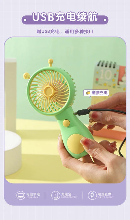 Portable Handheld Fans USB Charging Cartoon Desktop Mini Fan Fisherman Student Summer Outdoor Climbing Fishing Tools Fans