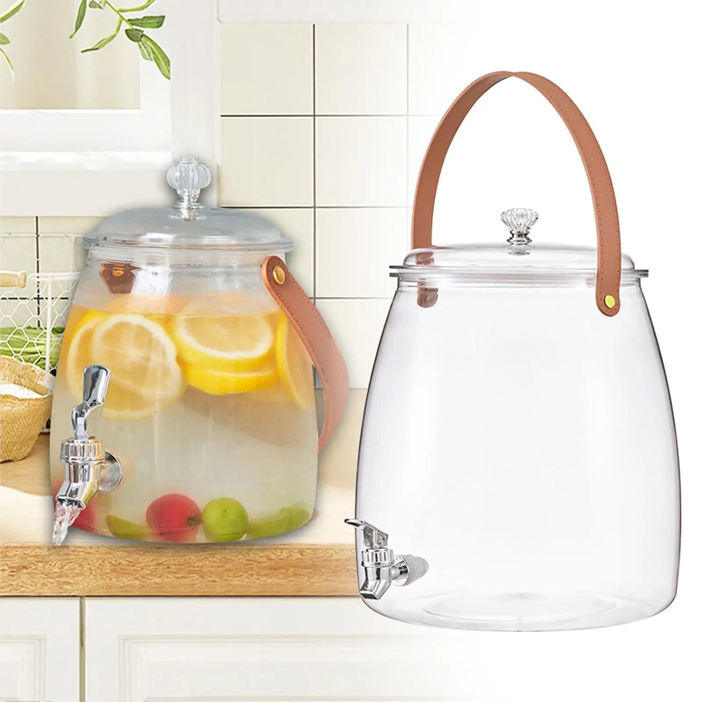 Dispenser for Fridge Clear Beverage Liquid Drink Container for Camping