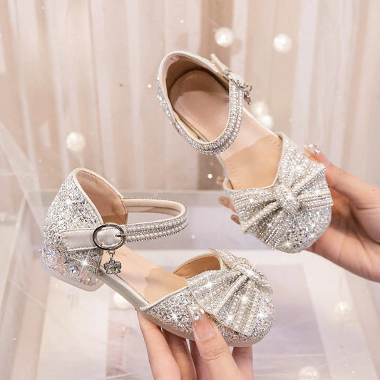 Brand Princess Shoe 2025 Summer New Sandals for Girls Kid Crystal Shoe Women Heels Gift Party Dresses for Girl Women's Sandals