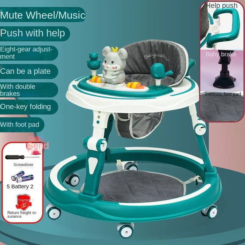 Lazychild Baby Walker 8-gear Adjustable Multi-function Anti-O-leg Anti-rollover Folding Baby Starting Car 5-18 Months Hot New