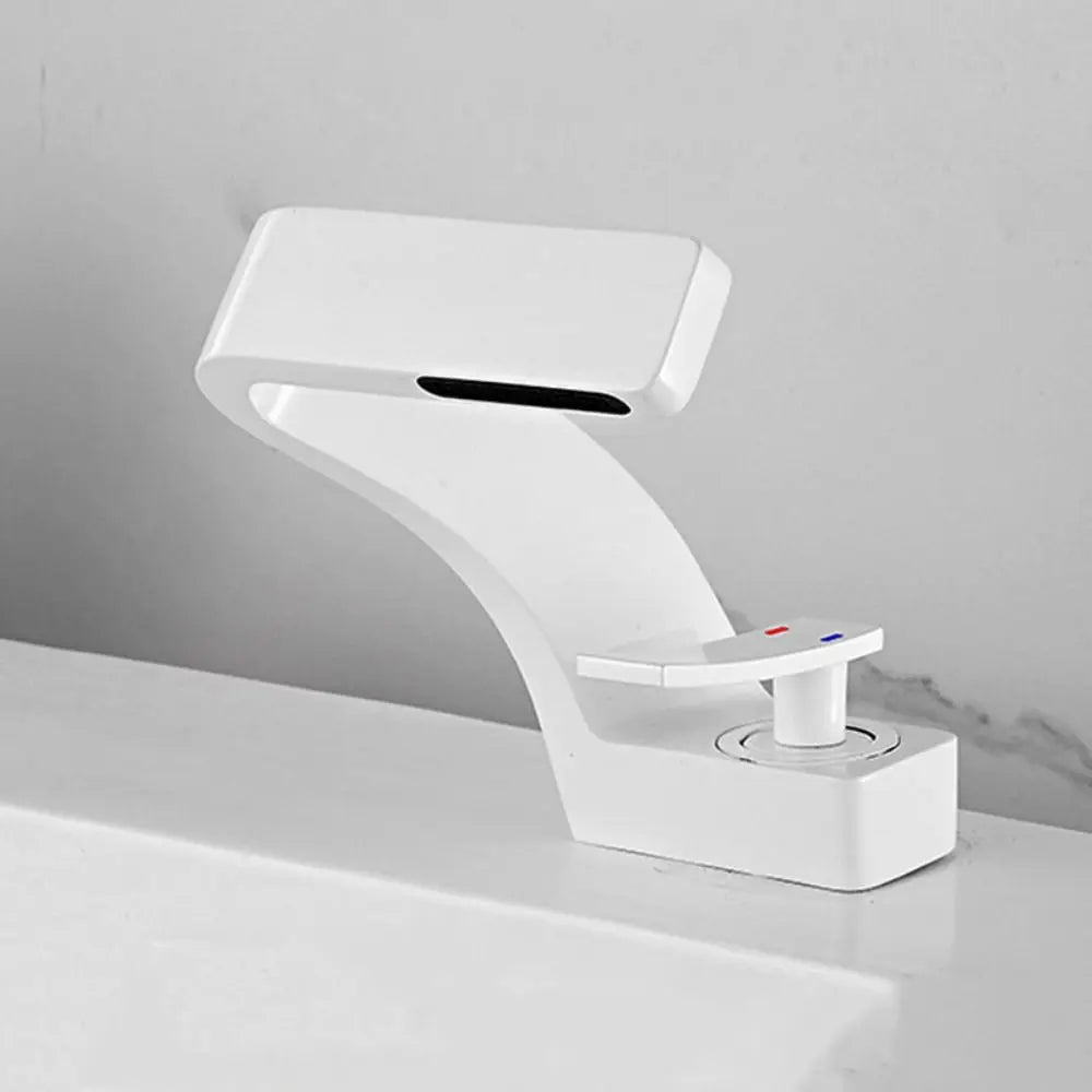 Matte Golden White Basin Faucet Black Chrome Brushed Gold Mixer Tap Hot Cold Water Single Handle Waterfall Tap Bathroom Use