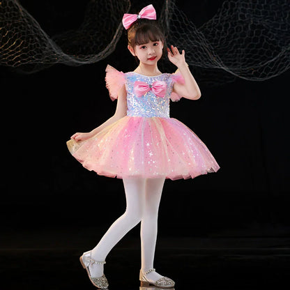 Summer Party Girls Dresses Kids Clothes Vestidos Princess Outfit Girl Dress Tutu Stage Ballet Leotards Dance Costumes Ballerine