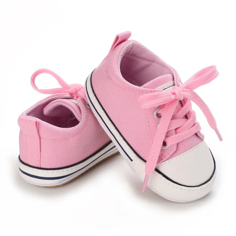 Baby Boys Girls Canvas Shoes Non-slip Rubber Sole Comfortable Soft Unisex Baby Basketball Shoes 0-18M (Available)