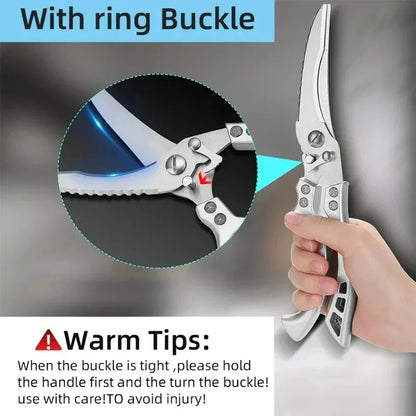 Stainless Steel Kitchen Scissors MultiFunction Chicken Bone Scissors for Cutting Fish Meat Vegetables Effort-Saving BBQ Scissors