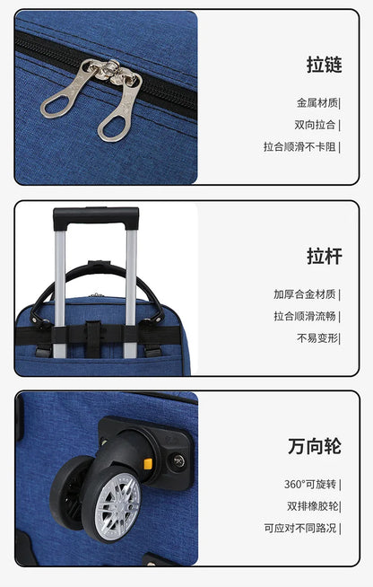 Portable Travel Luggage Bags 4 Wheels Big Capacity Unisex Trolly Travel Duffels Men New Rolling Suitcase Women Wheel Travel Bags