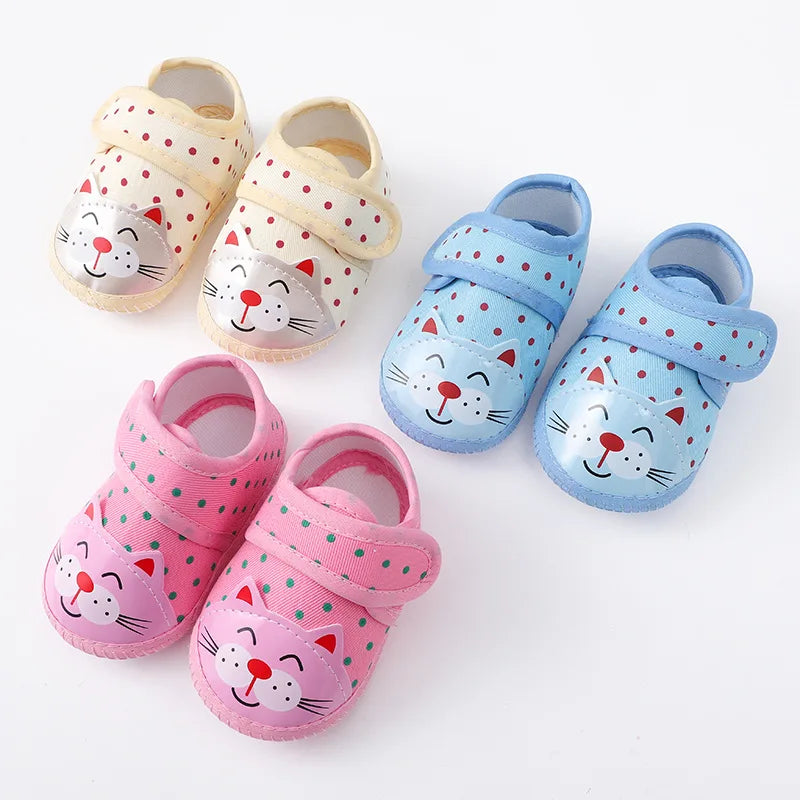 Newborn Baby Boy Girls Shoes Spring Autumn Lovely Floral Embroidery Anti-Slip Sneaker Crib Shoes Soft Cotton Cute First Walkers (Available)